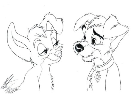 Раскраска леди и Бродяга 2