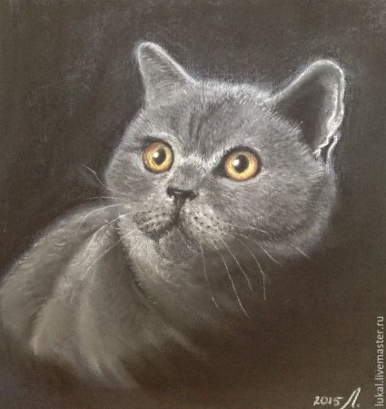 Кот масляной пастелью