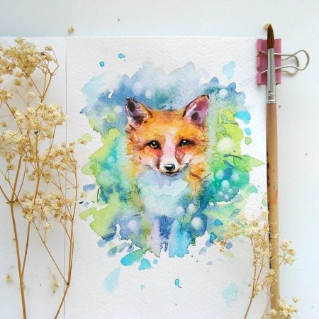 Евгения соловьёва акварель лиса