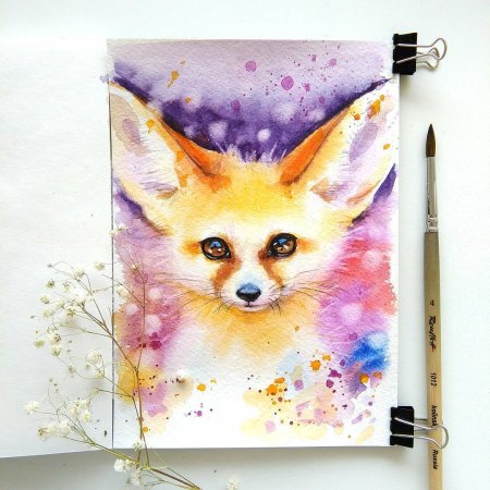 Евгения соловьёва акварель лиса