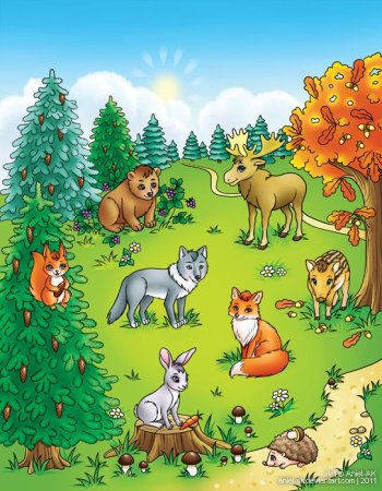 Обитатели леса для детей