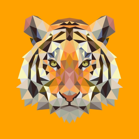 Тигр полигональный 3d