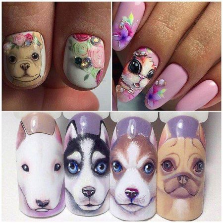 Рисование животных на ногтях