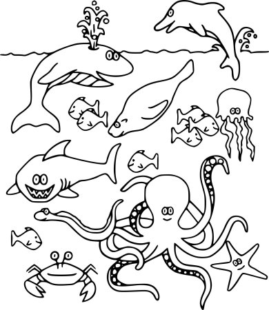 Рисование морские обитатели