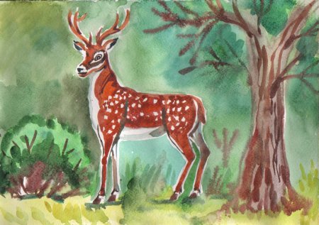 Пятнистый олень рисунок