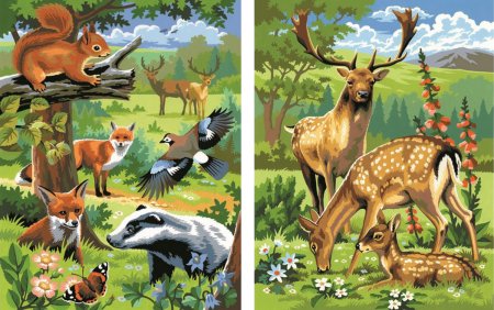 Лес с дикими животными