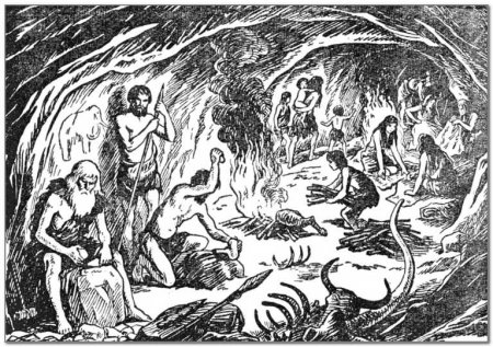 Первобытно общинный Строй люди в пещерах