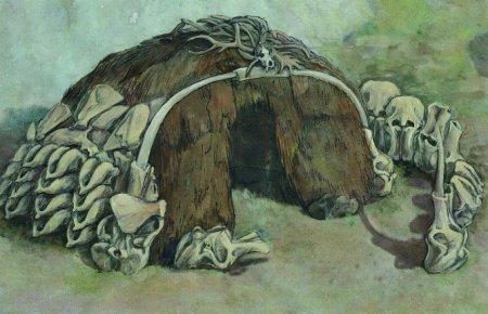 Жилище древних людей из костей мамонта