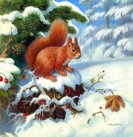 Рисование животных зимой