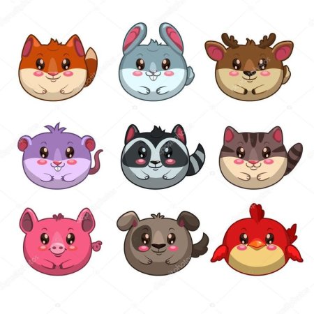 Мордочки животных в кружках