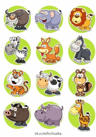 Животные в кружочках