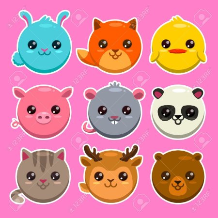 Круглые животные для наклеек