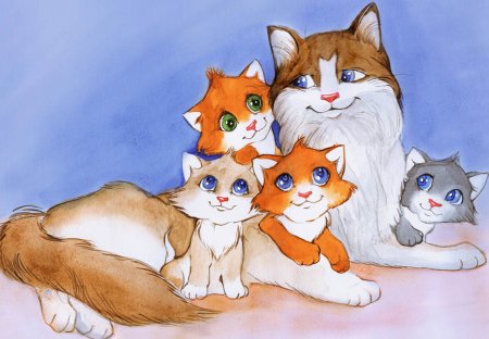 Кошка и котенок для детей