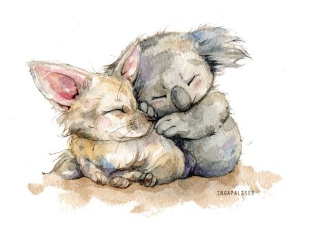 Милые иллюстрации акварелью