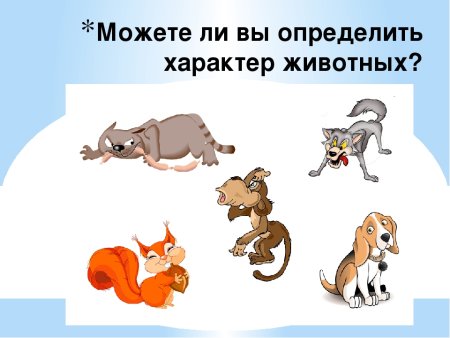 Изобразить характер животных