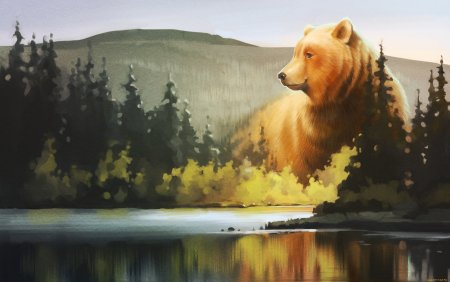 Пейзаж с медведями
