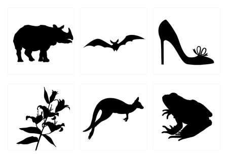 Силуэты предметов и животных