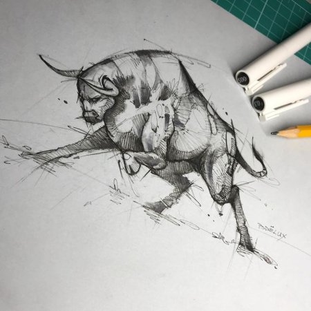 Наброски животных маркером