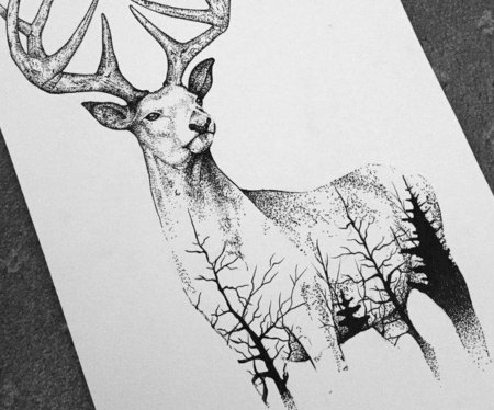 Тату олень дотворк