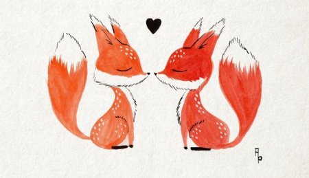 Влюбленные лисы арт