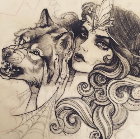 Тату волка эскизы для девушек