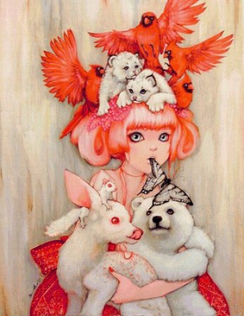 Девушка с животными арт