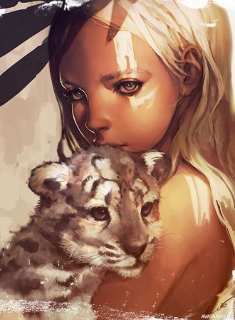 Девушка тигр арт