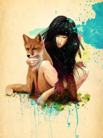 Девушка с лисой картина
