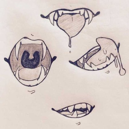 Наброски рта с клыками