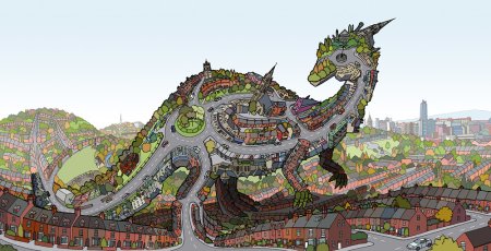 Динозавры в современном городе