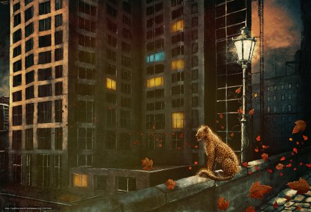 Леопард в городе арт