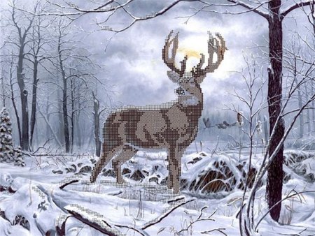 Зимний пейзаж с оленем