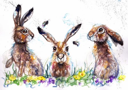 Зайчики акварель в руках