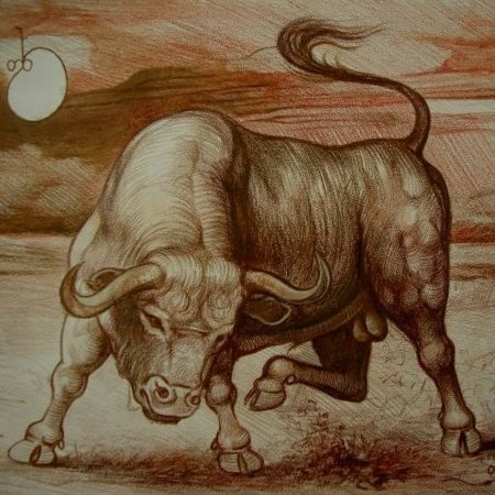 Бык карандашом