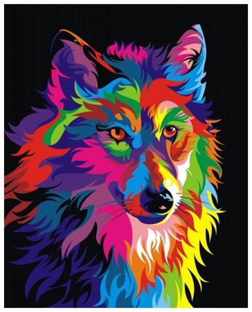 Радужный волк картина по номерам