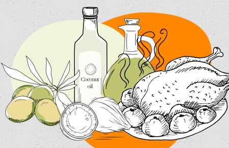 Иллюстрация продуктов питания жиры