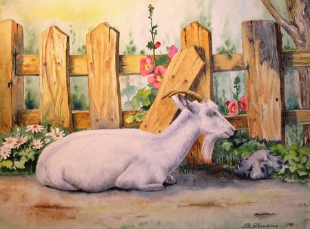 Пейзаж с козами