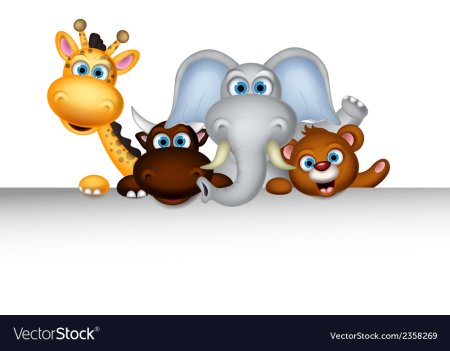 Мультяшные животные выглядывают