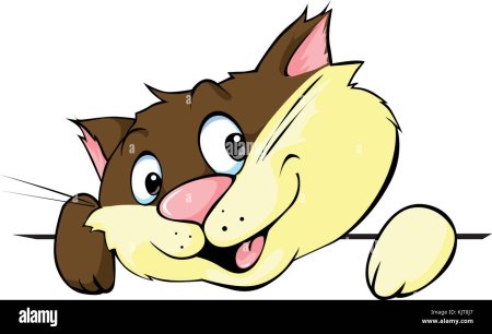 Котик мультяшный выглядывает