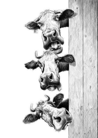 Корова выглядывает