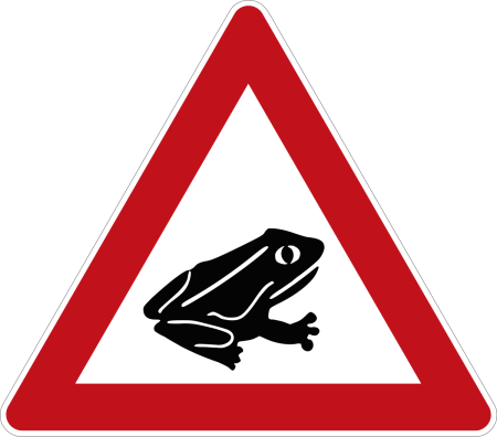Знак осторожно лягушки