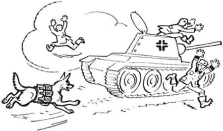 Раскраска собаки на войне