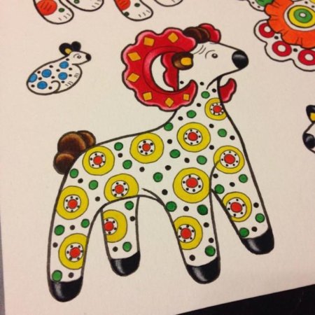 Дымковский козлик раскраска для детей