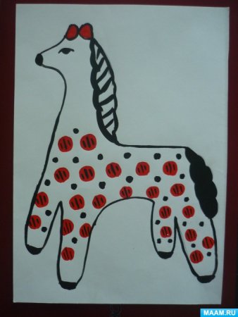 НОД рисование Дымковская лошадка