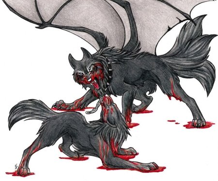 Волк демон с крыльями