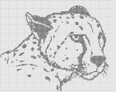 Монохромная вышивка тигр