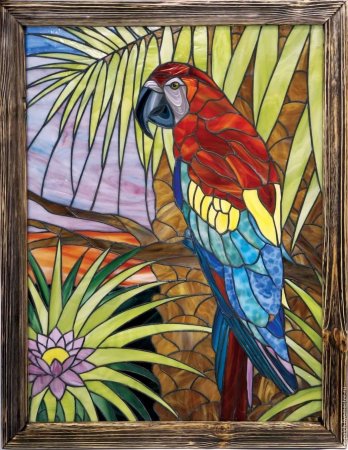 Витраж Тиффани попугайчик