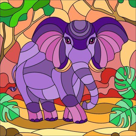 Витраж животные для детей