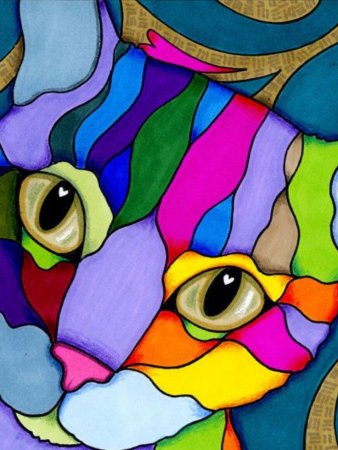 Разноцветные коты для витража