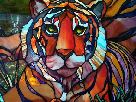 Витраж Тиффани животные тигр